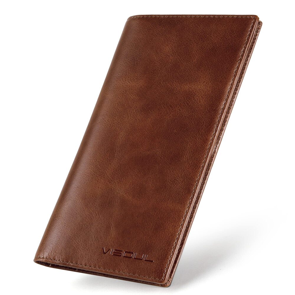 6482 Leather Checkbook Cover Wallet with RFID Blocking, Long Bifold Cash